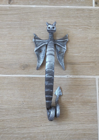 Hand Forged Dragon Door Handle: Wrought Iron Medieval Decor