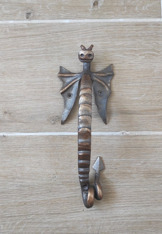 Hand Forged Dragon Door Handle: Wrought Iron Medieval Decor