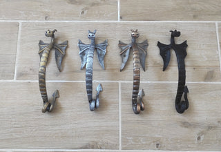 Hand Forged Dragon Door Handle: Wrought Iron Medieval Decor