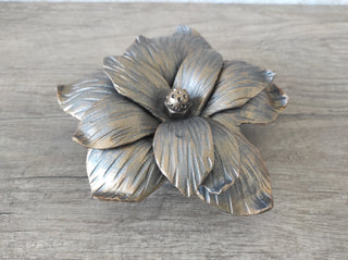 Hand Forged Flower Door Handle: Metal Wall Decor