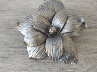 Hand Forged Flower Door Handle: Metal Wall Decor