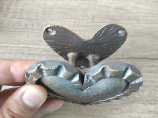 Hand Forged Heart Door Handle: Rustic Metal Decor