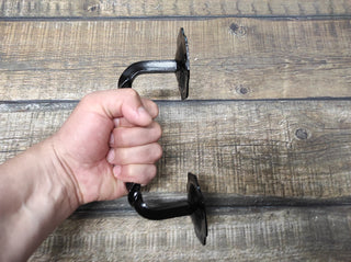 Barn door handles, door handles. Rustic, medieval hand forged handle