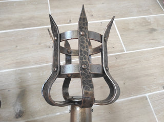 Wrought Iron Double Torch Wall Sconce: Medieval Viking Lantern