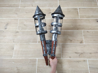 Handmade Medieval Wall Sconce: Outdoor Double Torch Light