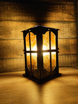 Handmade Wrought Iron Lantern: Medieval Style Table Lamp