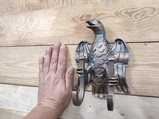 Handmade Forged Eagle Double Wall Hook: Metal Clothes Hanger