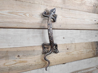 Handmade Lizard Door Handle: Metal Barn Door Pull