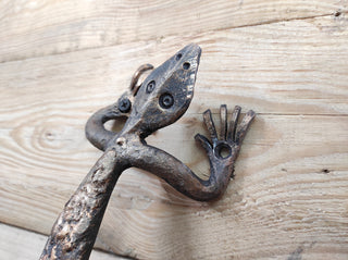 Handmade Lizard Door Handle: Metal Barn Door Pull