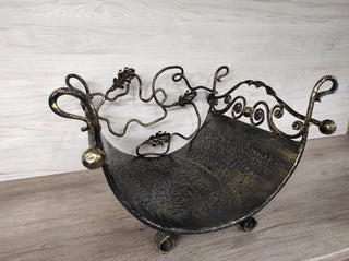 Handmade Wrought Iron Firewood Basket: Decorative Fireplace Log Holder