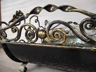 Handmade Wrought Iron Firewood Basket: Decorative Fireplace Log Holder