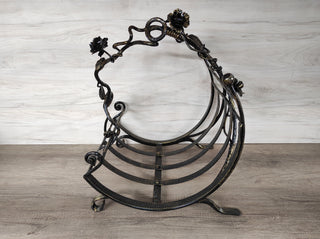 Handmade Wrought Iron Firewood Basket: Fireplace Log Holder