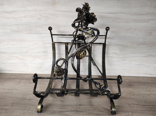 Handmade Wrought Iron Firewood Basket: Fireplace Log Holder