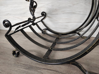 Handmade Wrought Iron Firewood Basket: Fireplace Log Holder