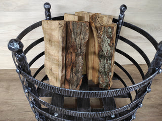 Handmade Metal Firewood Basket: Rustic Fireplace Log Holder