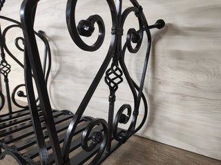 Hand Forged Firewood Basket: Decorative Fireplace Log Holder