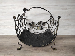 Firewood storage basket, Firewood rack, Firewood basket, Metal basket for firewood, Fireplace basket, Storage basket, Wrought iron baskets