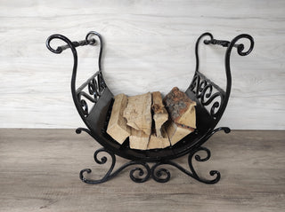 Firewood storage, fireplace accessories, basket for fireplace