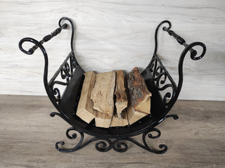 Firewood storage, fireplace accessories, basket for fireplace