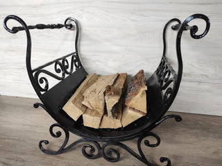 Firewood storage, fireplace accessories, basket for fireplace