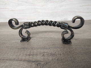 Hand Forged Twisted Metal Barn Door Handle: Rustic Medieval Decor