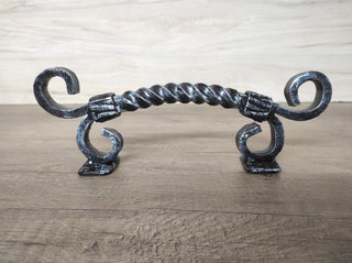 Hand Forged Twisted Metal Barn Door Handle: Rustic Medieval Decor