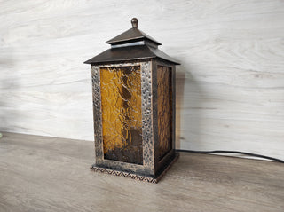 Handmade Wrought Iron Table Lamp: Viking Decor Lantern