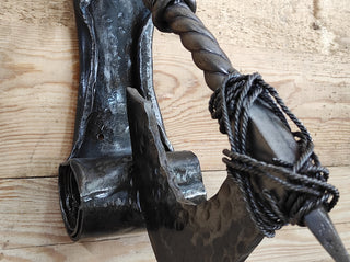 Hand Forged Iron Axe Door Knocker: Medieval Style Decor