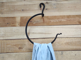 Handmade Wrought Iron "Snake" Towel Ring - Black Metal Towel Holder