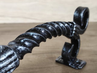 Hand Forged Barn Door Handle: Twisted Metal, Rustic Medieval Decor