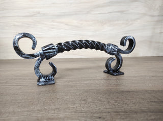 Hand Forged Barn Door Handle: Twisted Metal, Rustic Medieval Decor
