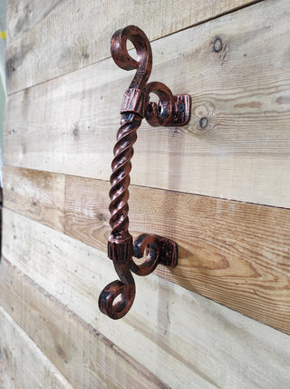 Hand Forged Barn Door Handle: Rustic Medieval Metal Hardware
