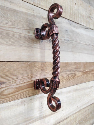 Hand Forged Barn Door Handle: Rustic Medieval Metal Hardware