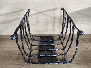 Handmade Metal Firewood Basket: Rustic Fireplace Log Holder