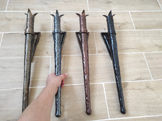 Hand Forged Wrought Iron Viking Torch Sconce - Medieval Wall Lantern