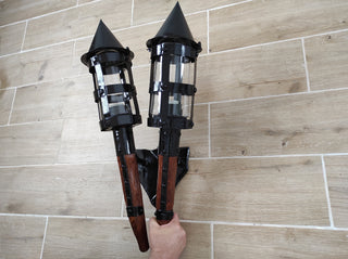 Handmade Medieval Iron Double Torch Outdoor Wall Light