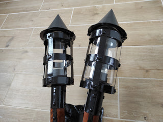 Handmade Medieval Iron Double Torch Outdoor Wall Light