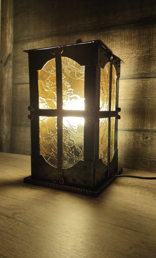 Handmade Wrought Iron Lantern: Medieval Style Table Lamp