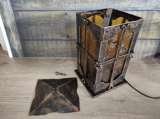 Handmade Wrought Iron Lantern: Medieval Style Table Lamp