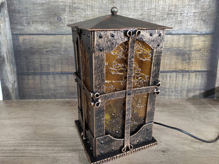 Handmade Wrought Iron Lantern: Medieval Style Table Lamp