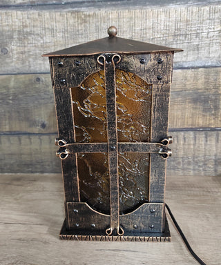 Handmade Wrought Iron Lantern: Medieval Style Table Lamp