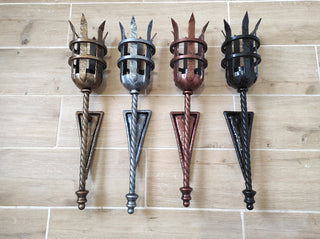 Hand Forged Medieval Wall Sconce: Viking Torch Lantern