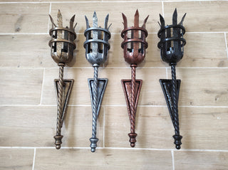Hand Forged Wrought Iron Wall Sconce: Medieval Viking Torch Lantern