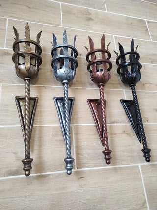Hand Forged Medieval Wall Sconce: Viking Torch Lantern