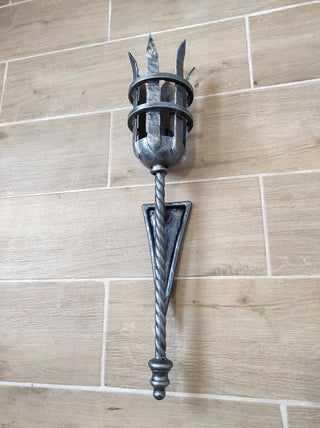 Hand Forged Medieval Wall Sconce: Viking Torch Lantern
