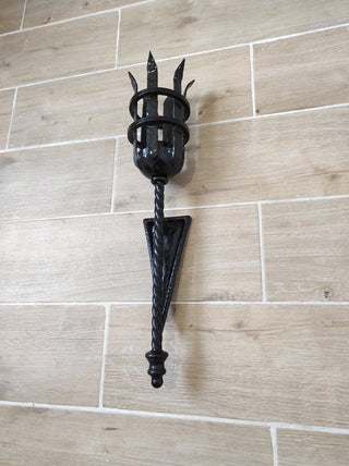 Hand Forged Medieval Wall Sconce: Viking Torch Lantern