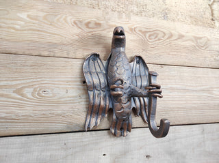 Forged Eagle Wall Hook: Handmade Metal Clothes Hook