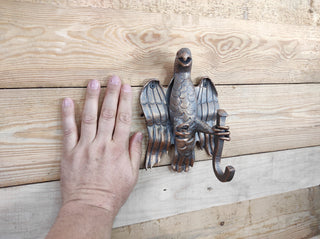 Forged Eagle Wall Hook: Handmade Metal Clothes Hook