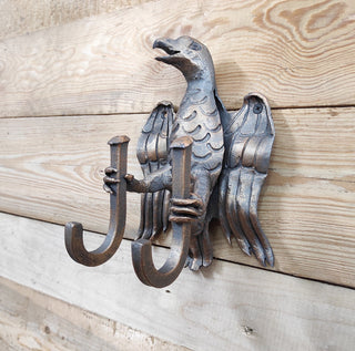 Handmade Forged Eagle Double Wall Hook: Metal Clothes Hanger