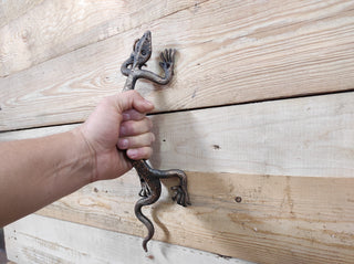 Handmade Lizard Door Handle: Metal Barn Door Pull